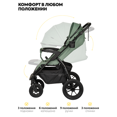 Коляска прогулочная JOVOLA SELENA Air 25 с сумкой зеленый