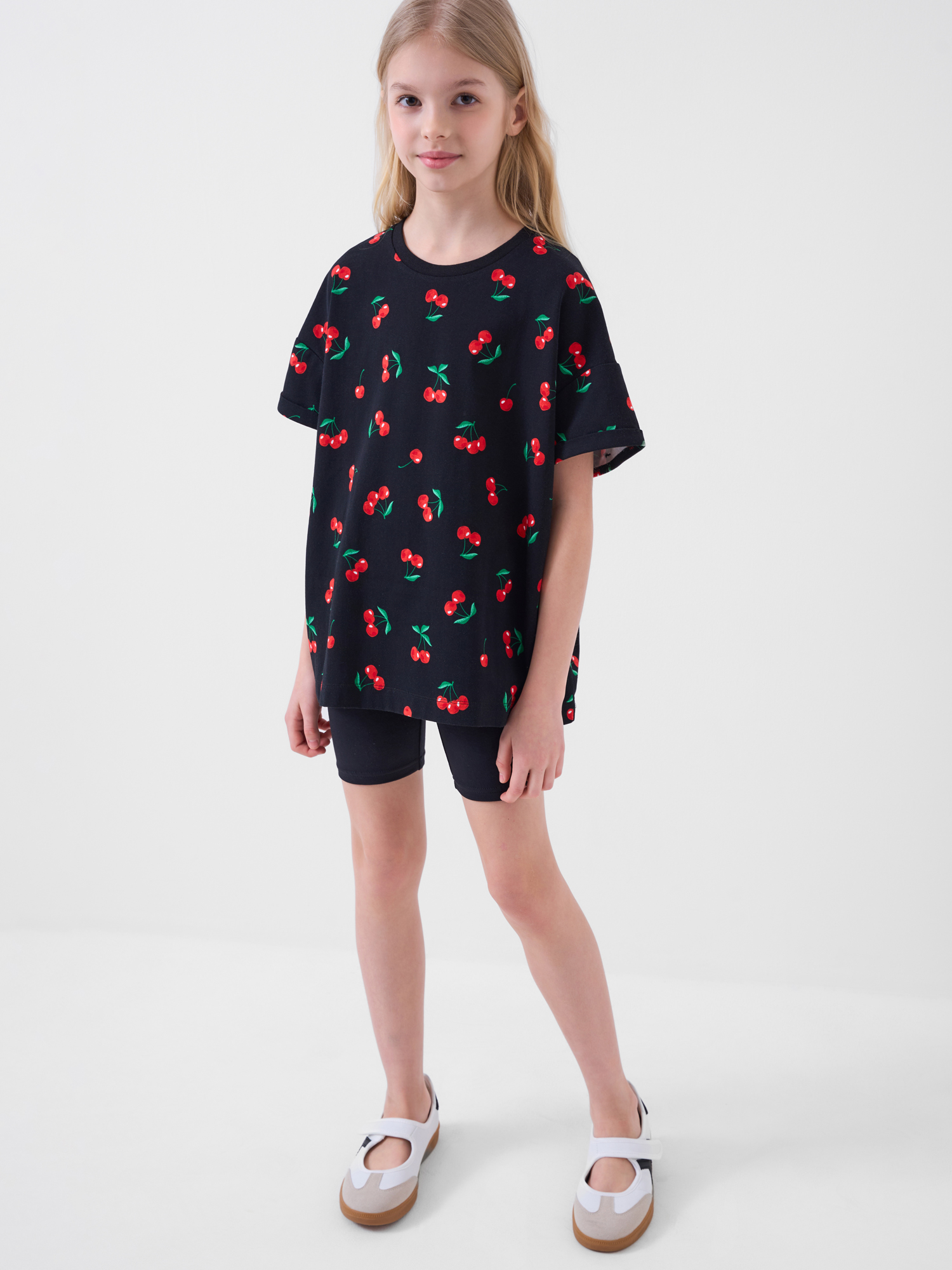 Изображение товара Футболка и леггинсы PlayToday для девочек, яркий принт вишни