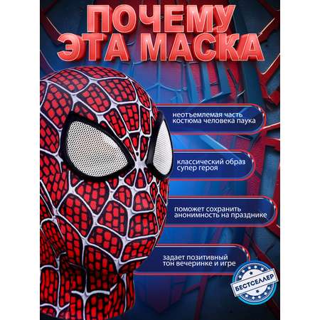 Маска тканевая Человек-паук Бестселлер Карнавальная в виде героя Марвел