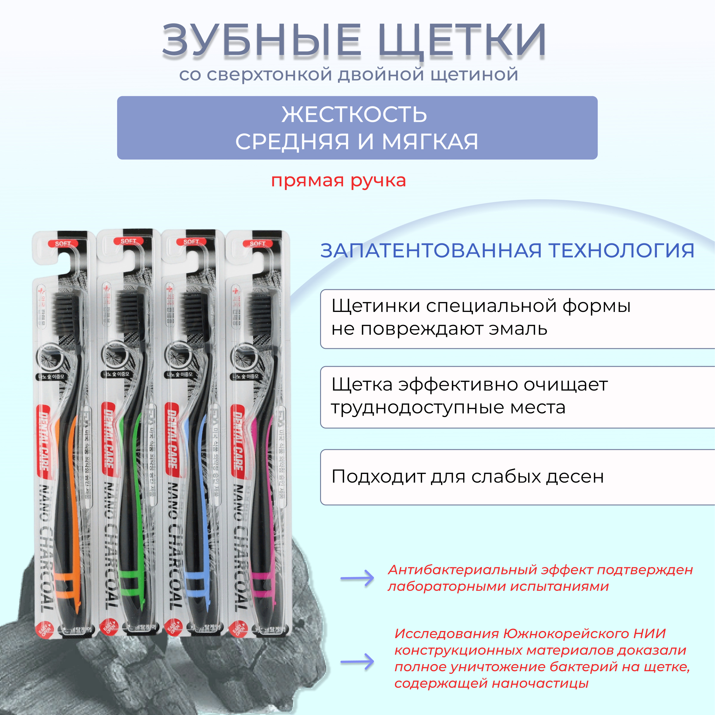 Зубная щетка классическая DENTAL CARE 4 шт. - фото 3