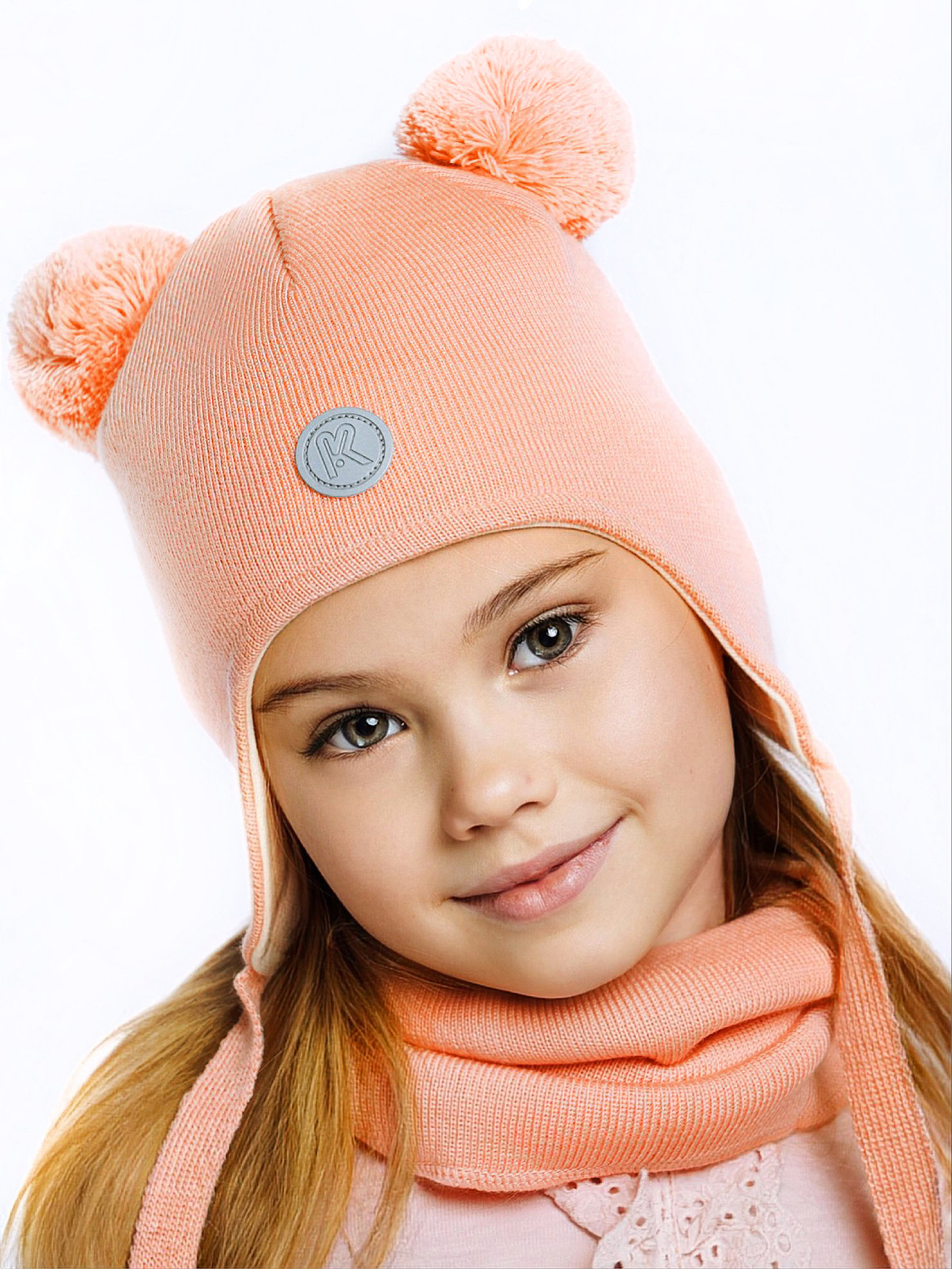 Шапка и снуд ПриКиндер U-Sp22529 Цвет: Светло-персиковый - фото 2