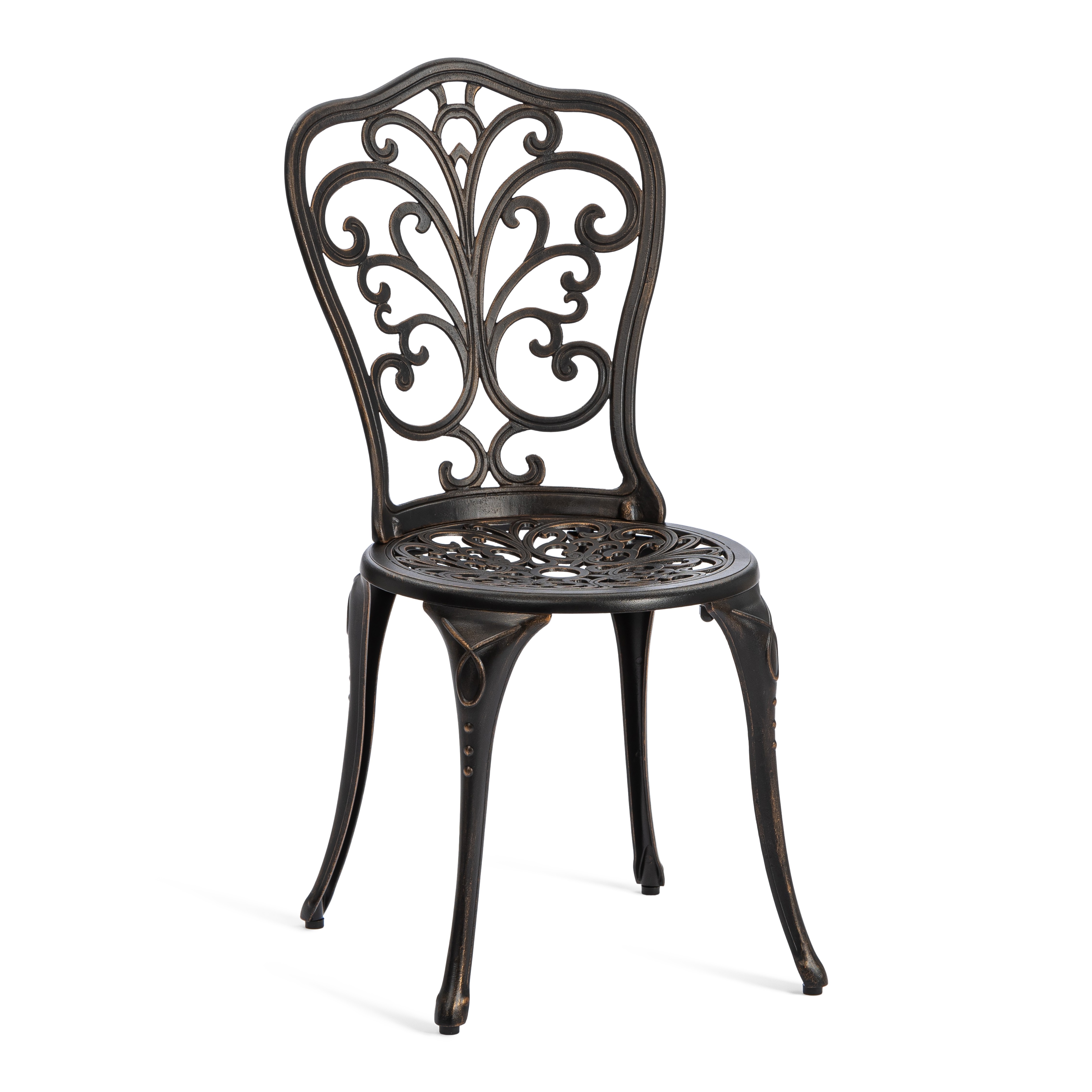 Комплект садовой мебели TETCHAIR Романс (стол+2 стула), алюминиевый сплав, D60/H67, 53х41х89см, бронзовый - фото 8