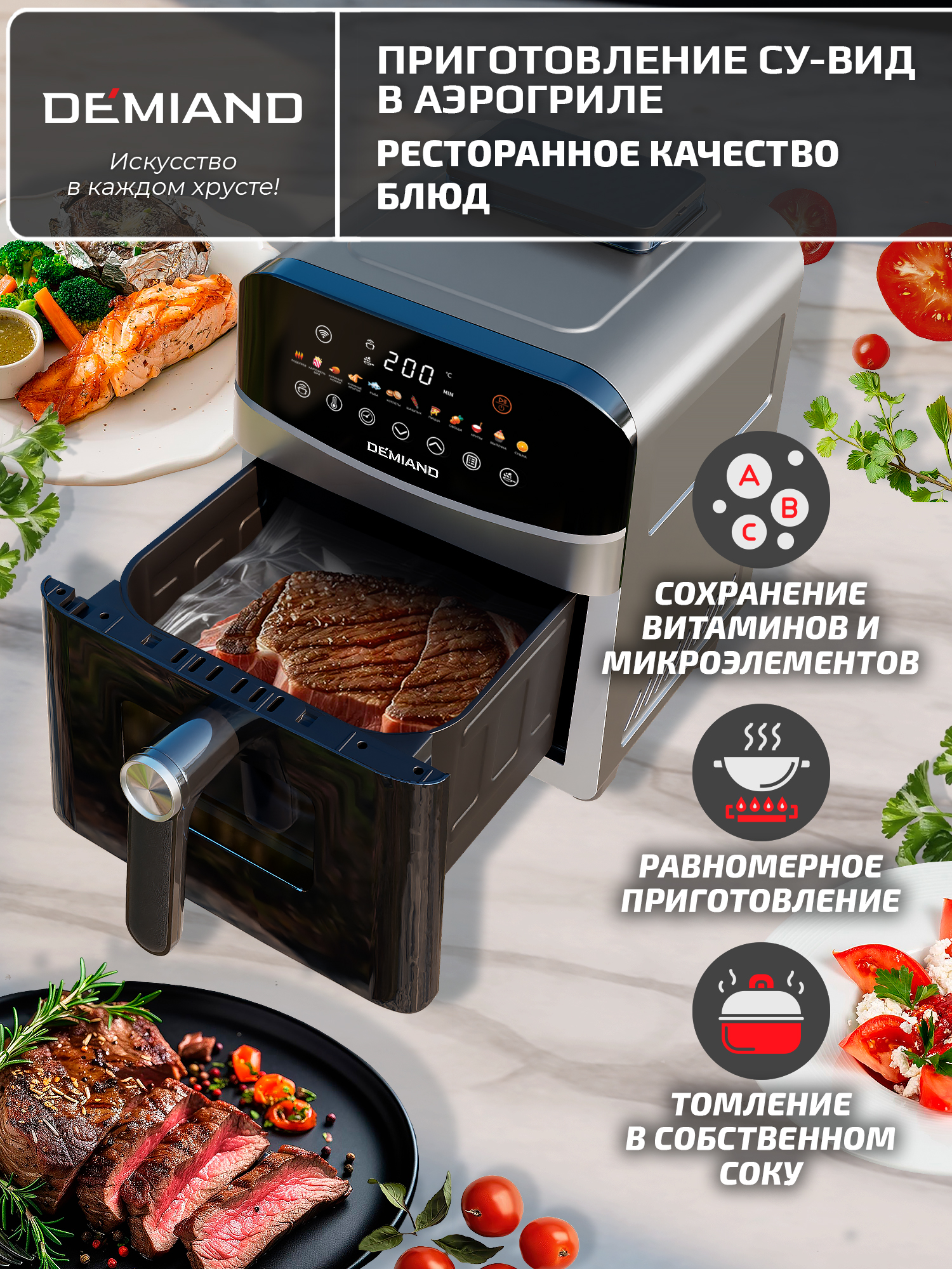 Аэрогриль DEMIAND Sanders с Wi-Fi 6 л - фото 12