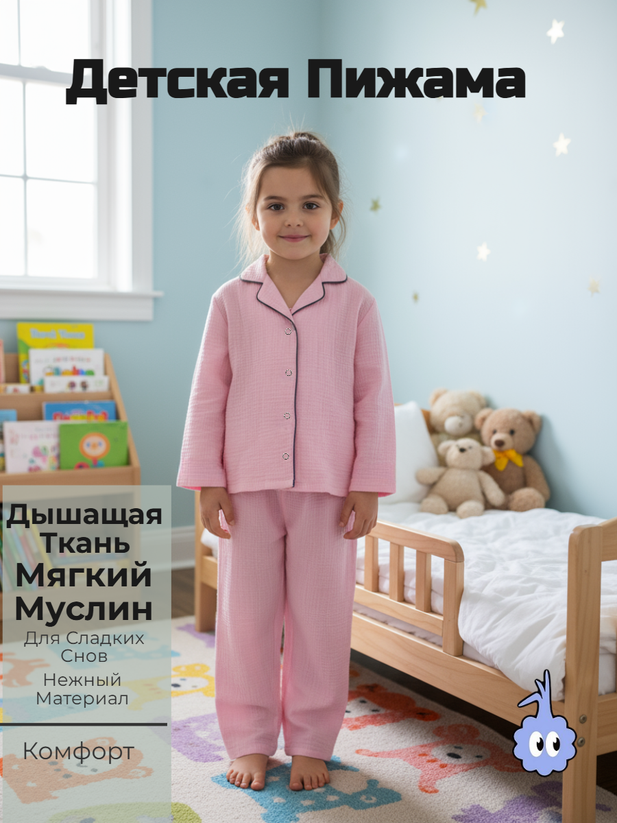 Пижама КВАРК лук пижама-муслин-роз - фото 2
