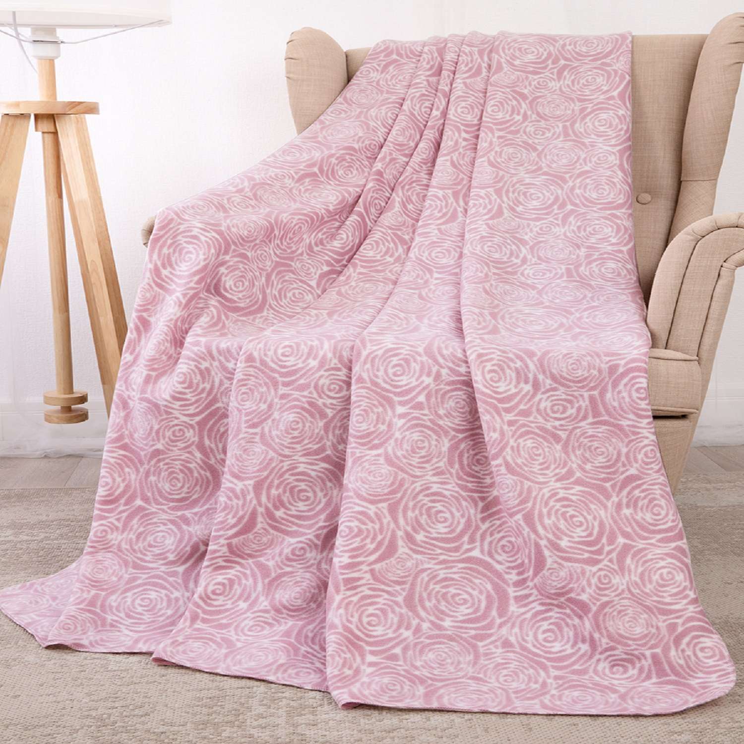 Плед TESSOLO HOME Роза пыльная 130 x 170 см флис - фото 1