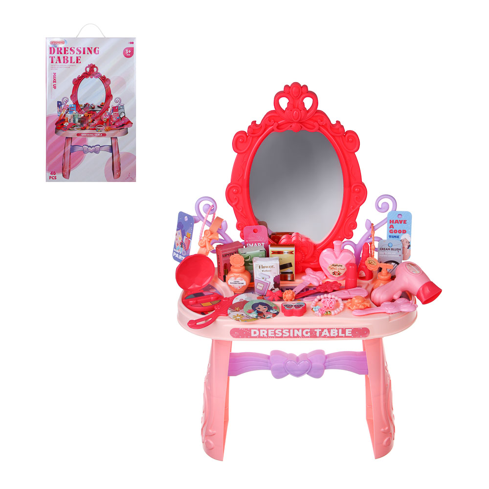 Игрушка Игроленд бижутерия, фен, косметика, маникюрный набор, инструменты, туалетный столик - фото 20