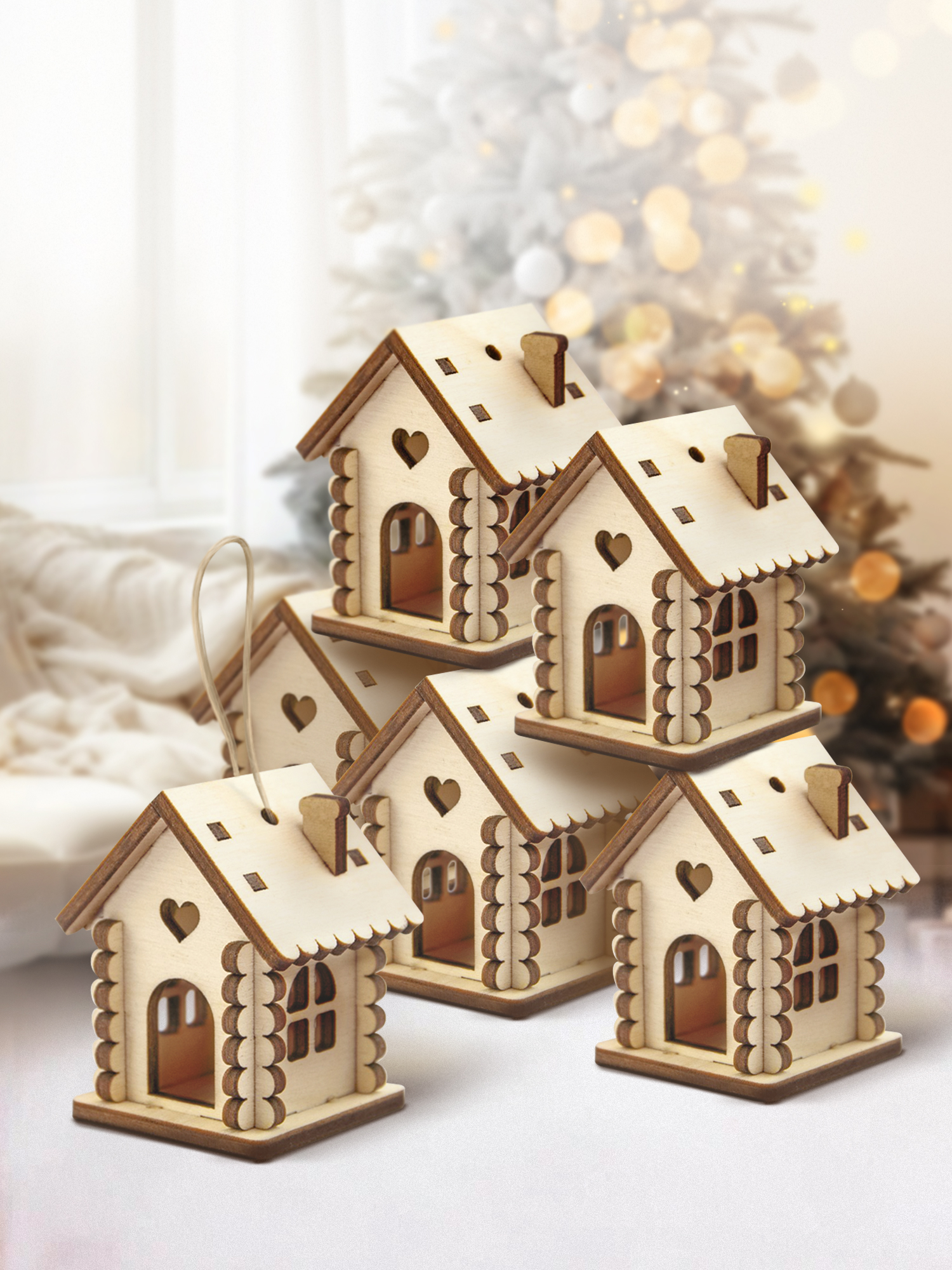 Набор елочных украшений Символик Домики. 6 штук - фото 10