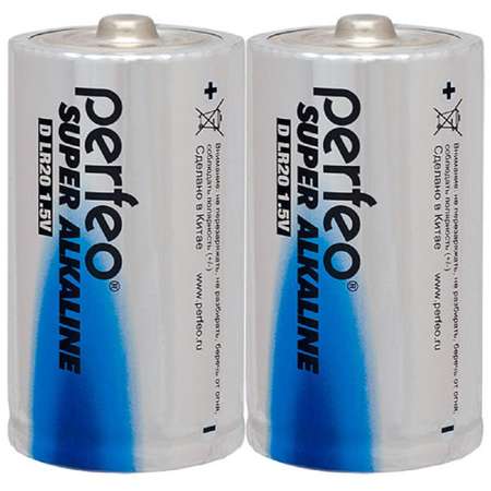 Батарейки Perfeo Super Alkaline щелочные D 2 штуки