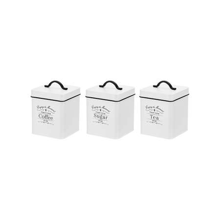Набор банок Elan Gallery для сыпучих продуктов 3 шт 1.5 л Tea Coffee Sugar с крышками