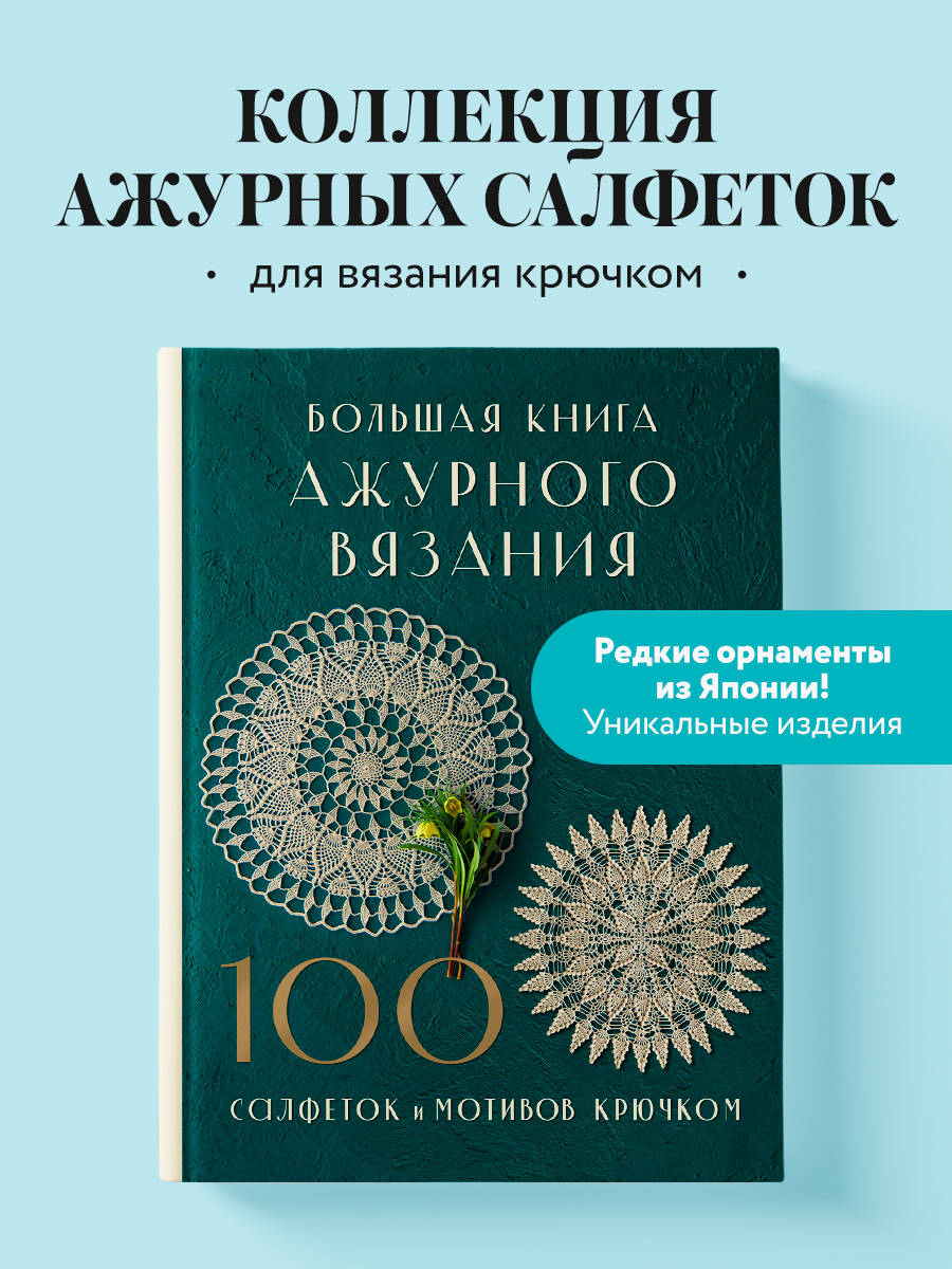 Книга БОМБОРА Большая книга ажурного вязания. 100 салфеток и мотивов крючком - фото 1