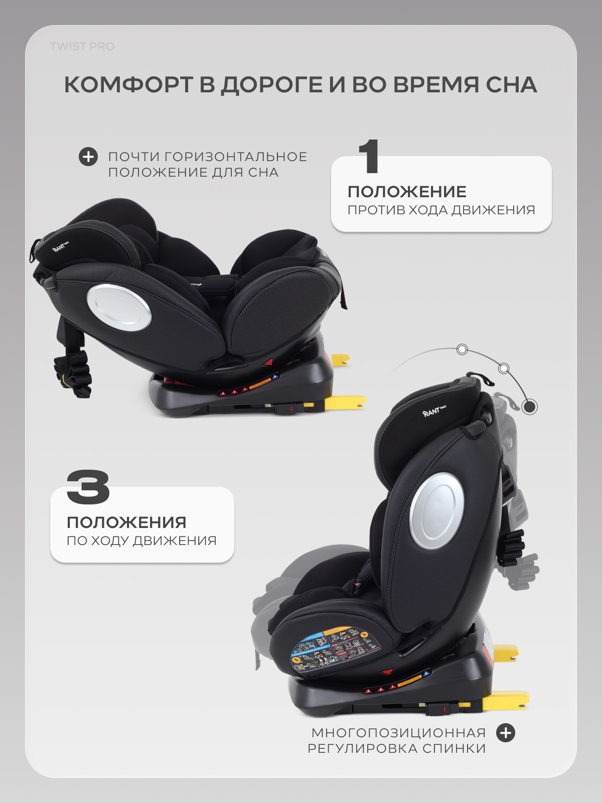 Автокресло Rant Basic Twist Isofix 0+/1/2/3 (0-36 кг) черный - фото 11