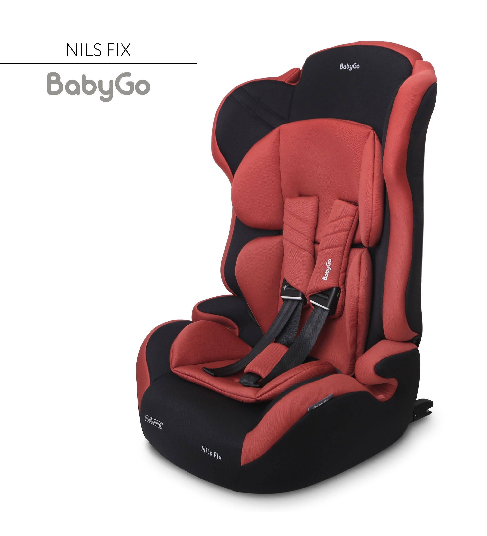 Автокресло BabyGo Nils Fix New Isofix 1/2/3 (9-36 кг) красный - фото 2