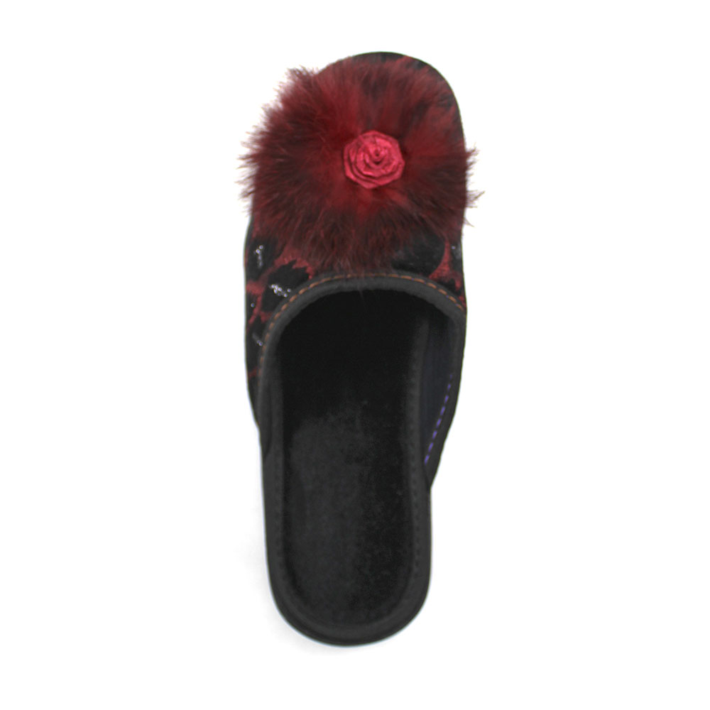 Тапочки Europen 1010пушок-СВ EUROPEN Тапочки домашние,черно-бордовый - фото 3