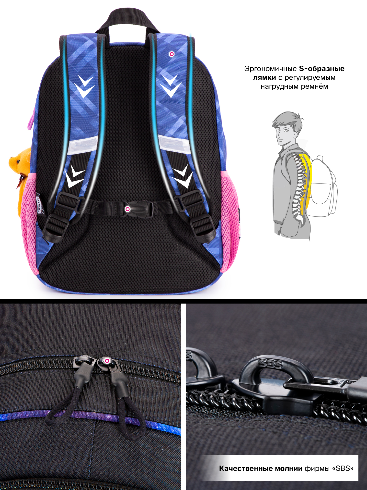 Рюкзак SkyName 17л анатомическая спинка+мишка - фото 11