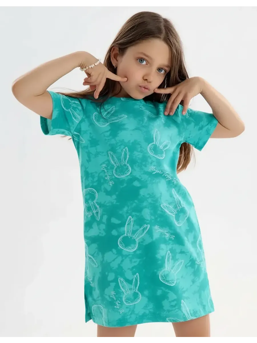 Сорочка ночная YAXX 001--Туника зайка/бирюзовый (К) - фото 1