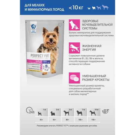 Корм для собак PerfectFit для мелких и миниатюрных пород с курицей сухой 500г