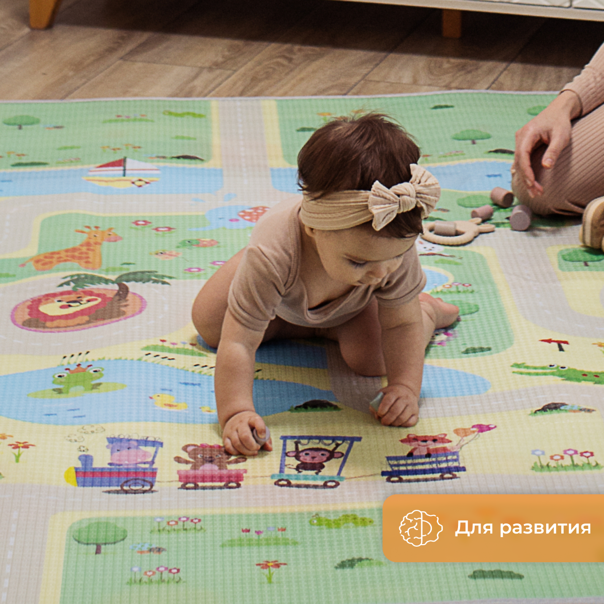 Развивающий коврик детский Mamagoods для ползания складной двусторонний игровой 145 x 180 см Космос и Жирафы - фото 15