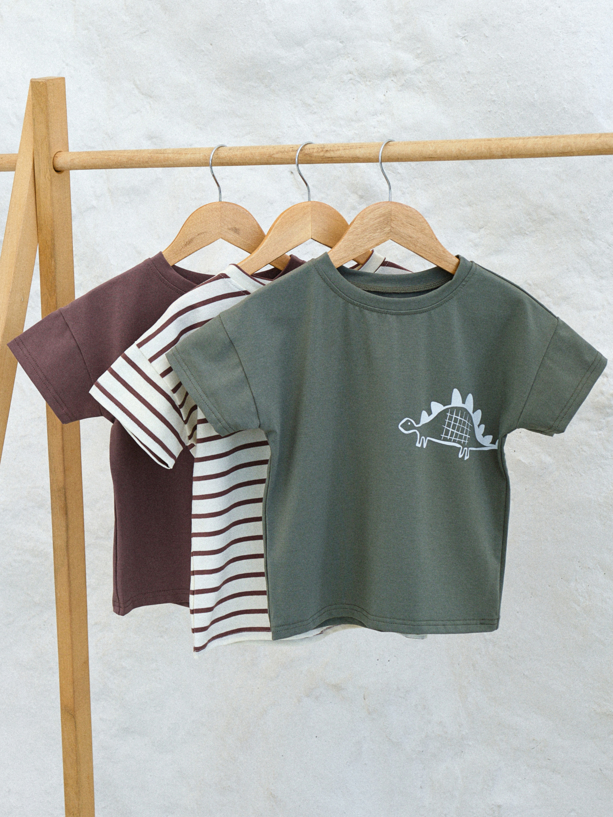 Футболка 3 шт Jelly Whale S23T01-3-Kha-Brwn-Strp - фото 1