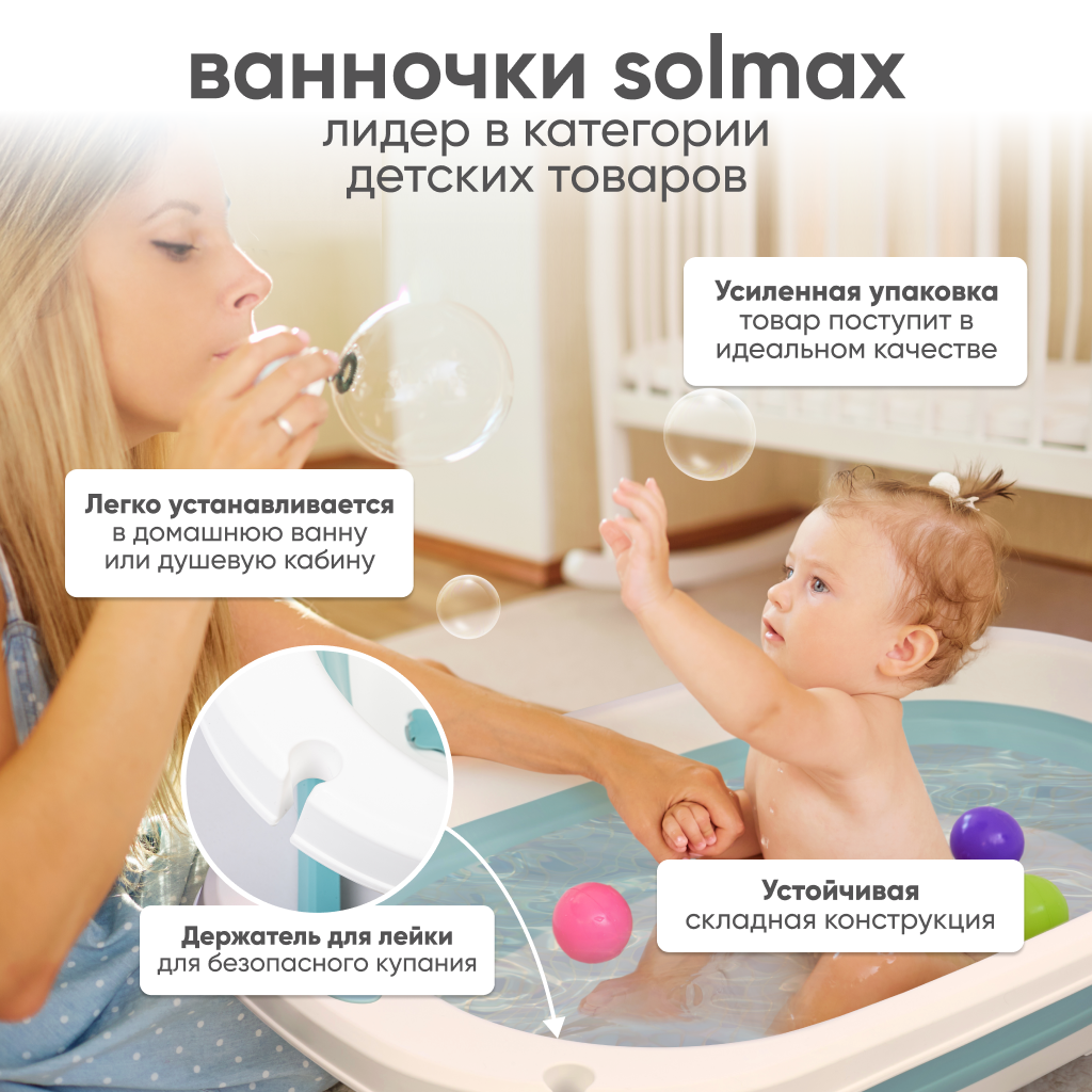 Ванночка Solmax складная голубой - фото 3