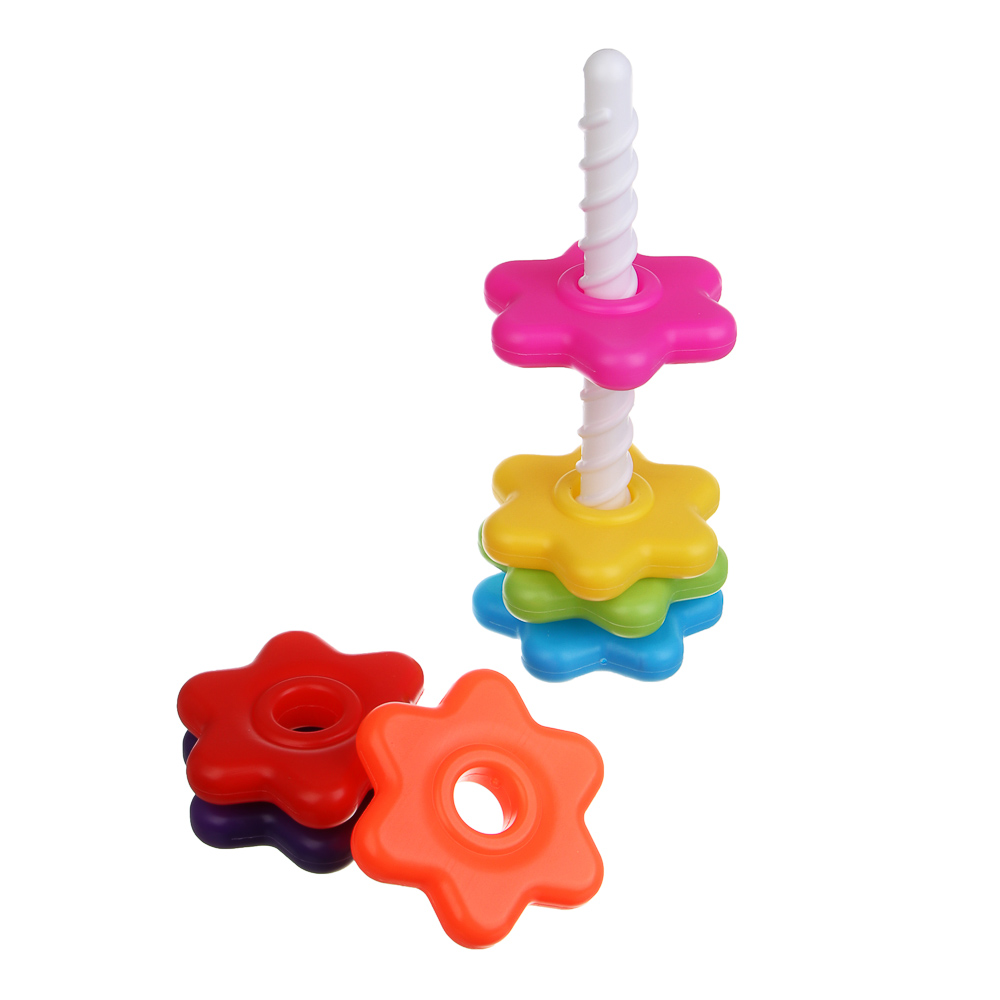 Игрушка Игроленд пирамидка Шестерёнки 8 деталей - фото 4