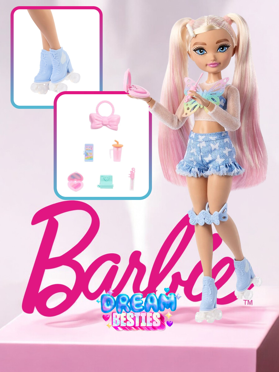 Кукла модельная Barbie Dream Besties Малибу на роликах высота 29 см JFX96/JFX95 - фото 1