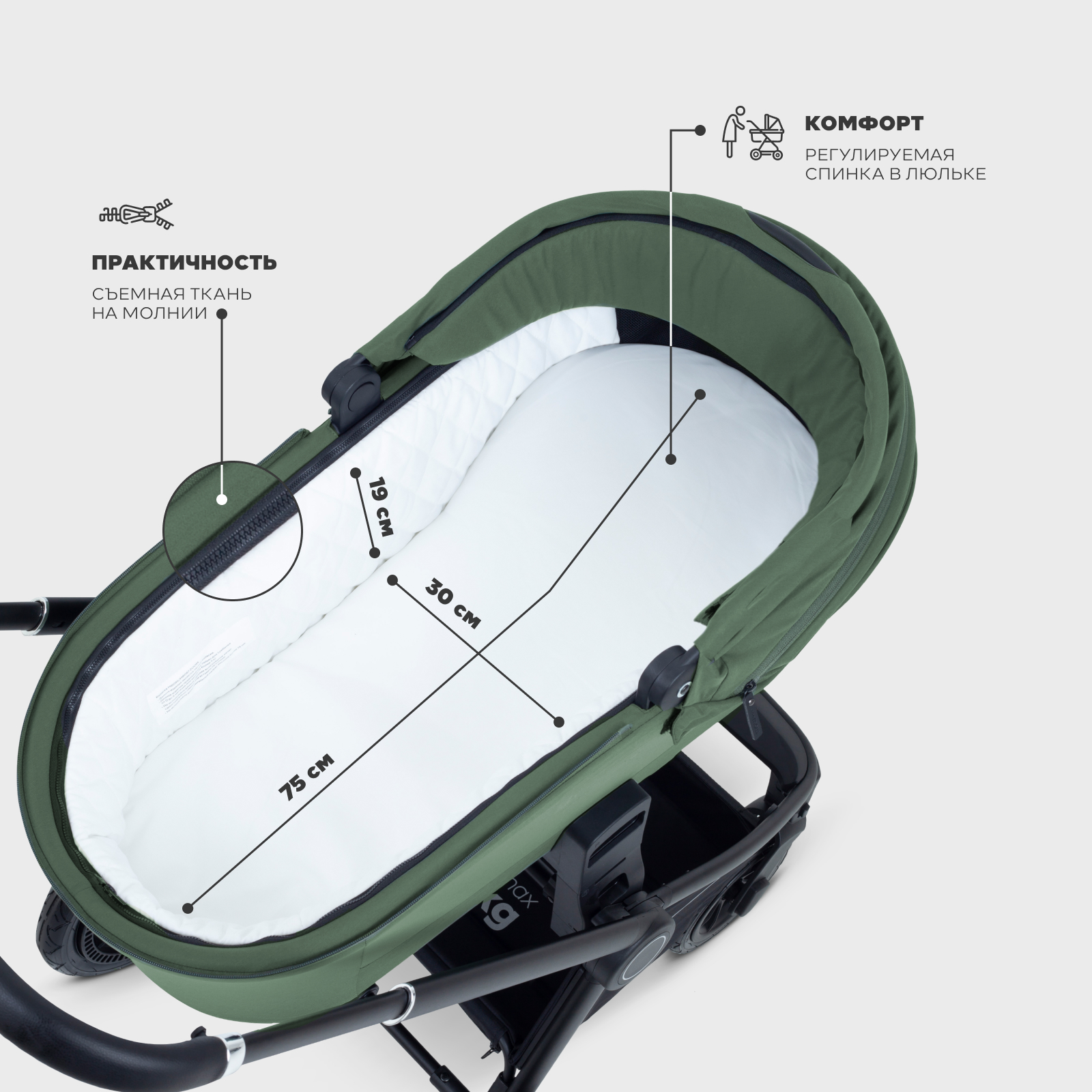 Коляска 2в1 MOWbaby Zoom air 2в1 olive зеленый - фото 3