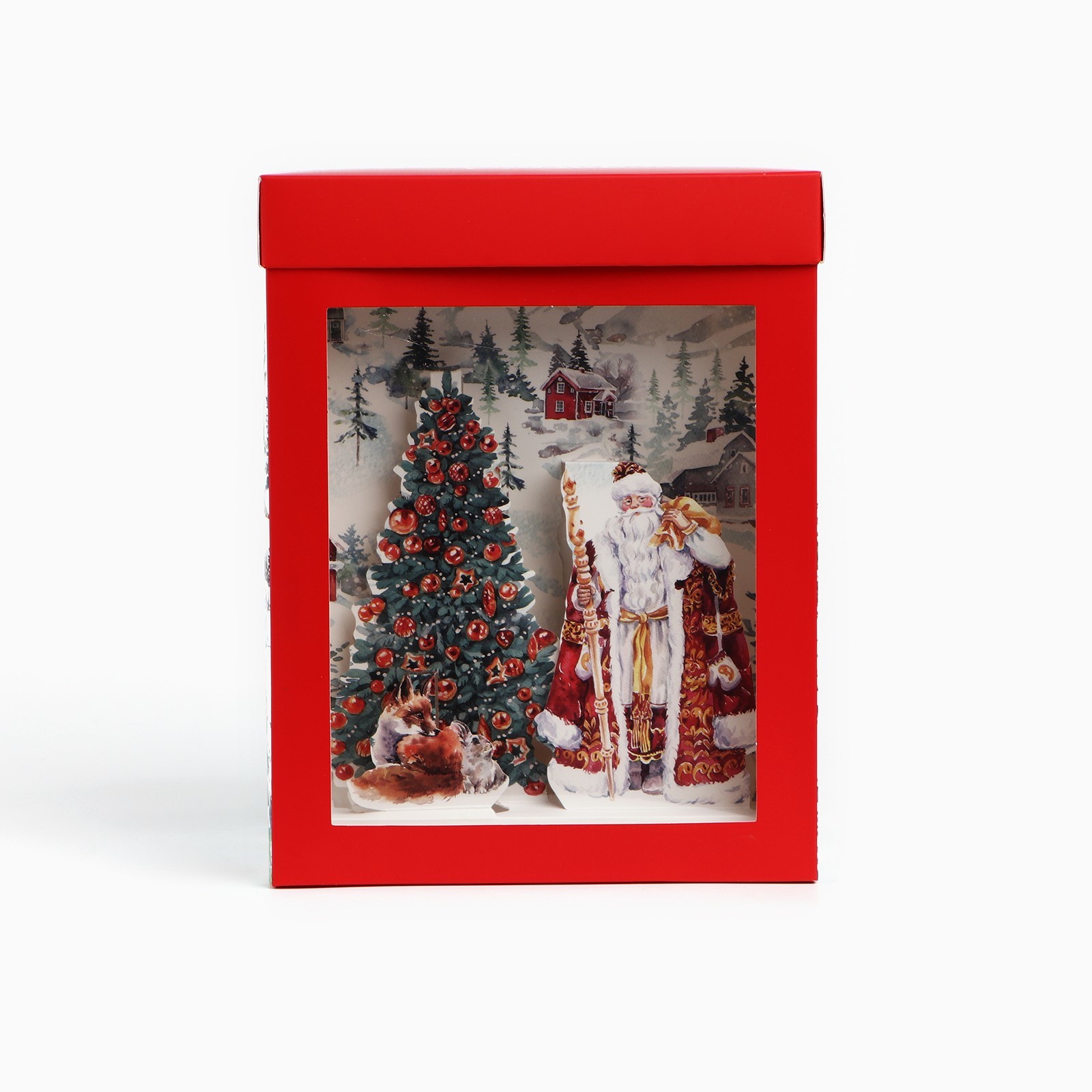 Коробка складная с 3D эффектом Дарите Счастье "Новогодняя акварель", 18 х 23 х 14 см - фото 3