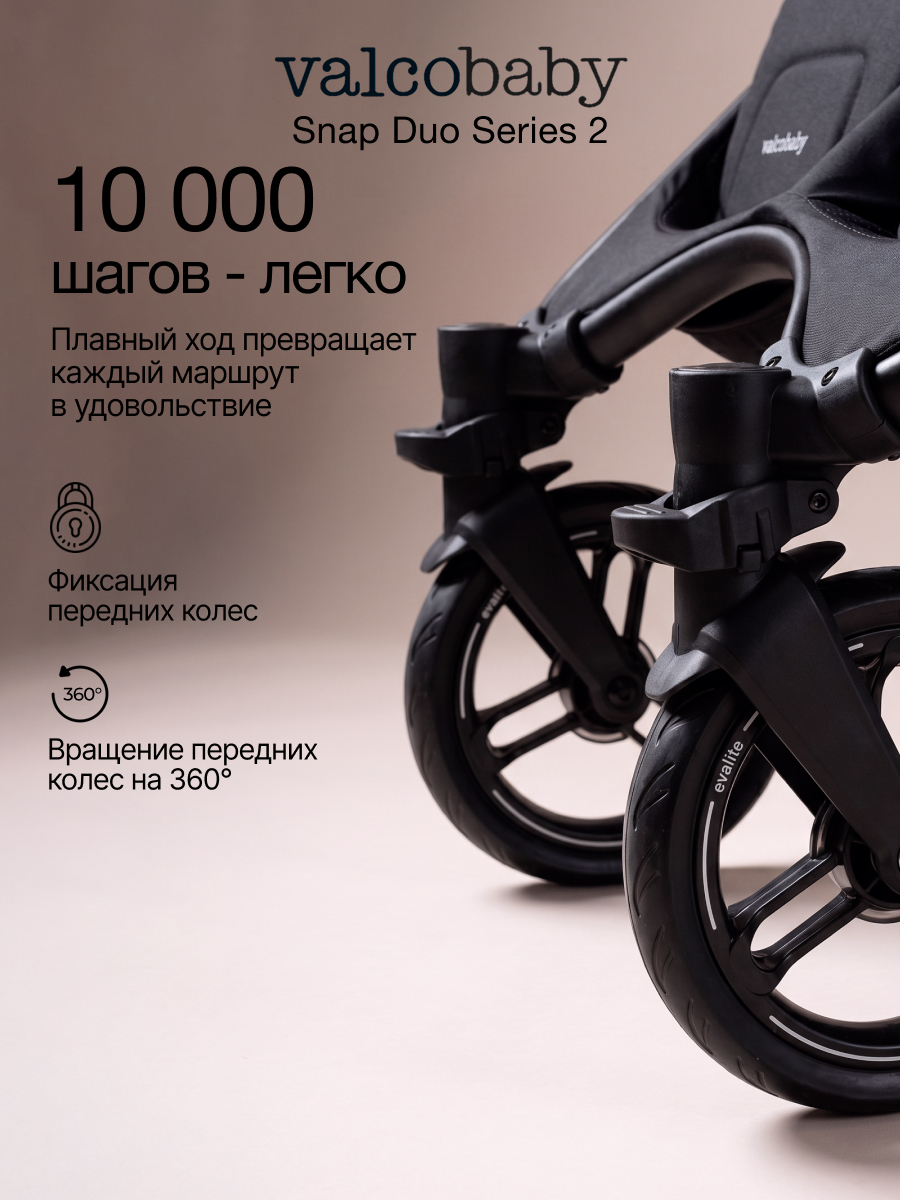 Коляска прогулочная для двойни Valco baby Snap Duo Серия 2 черный - фото 5