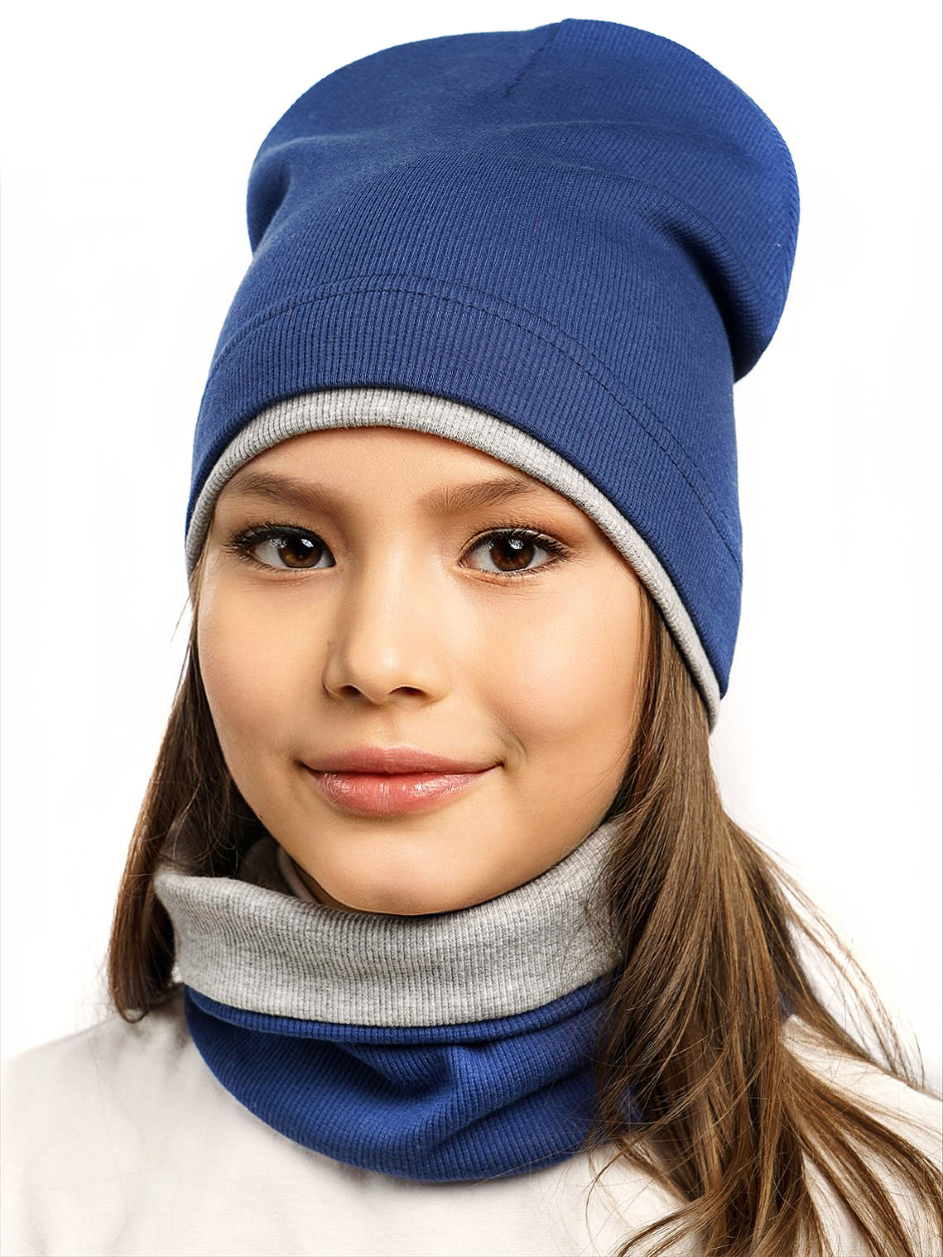 Шапка и снуд ПриКиндер U-A211 Цвет: Василек/серый меланж - фото 8