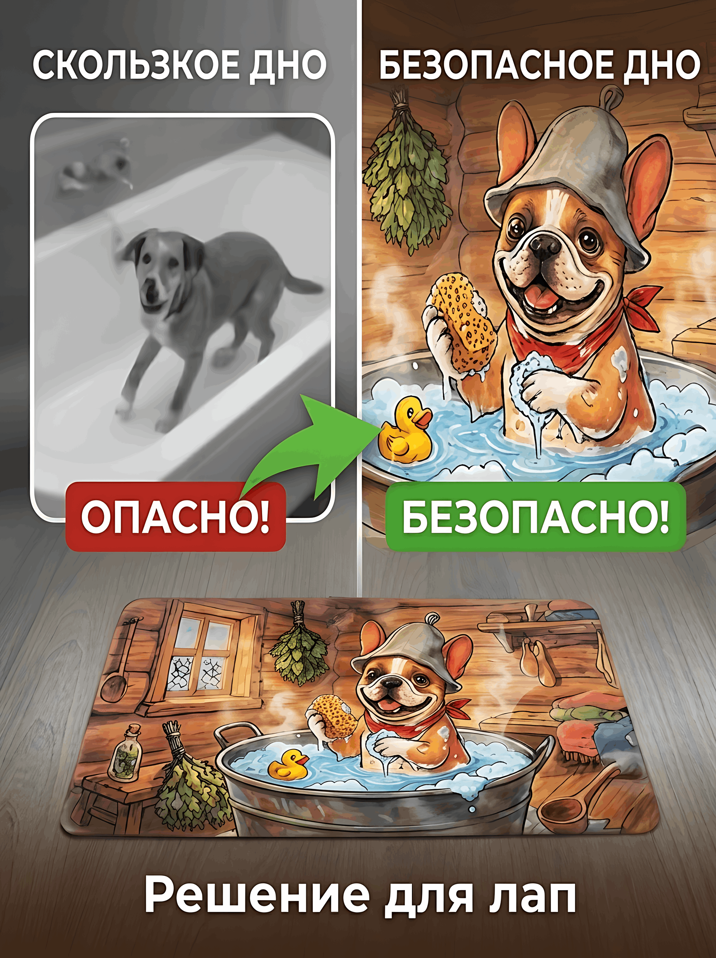 Коврик для ванны Varmax на присосках для животных - фото 8