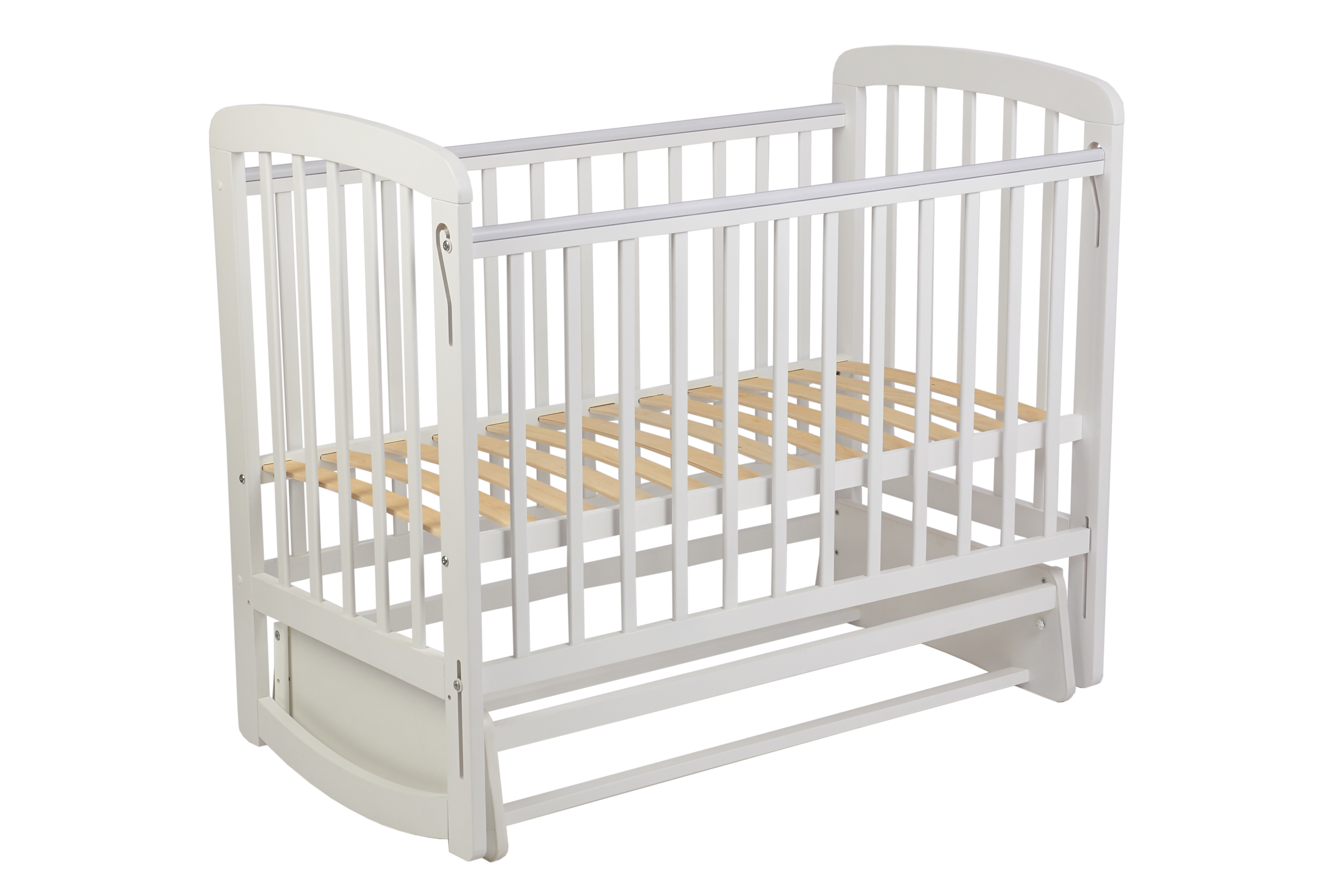 Детская кроватка Polini kids прямоугольная, поперечный маятник (белый) - фото 1