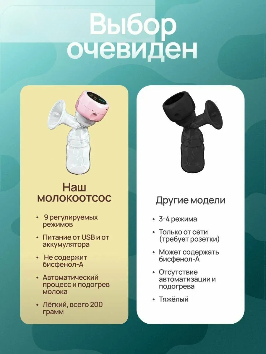 Молокоотсос электрический ТОТОША 3 режима работы - фото 8