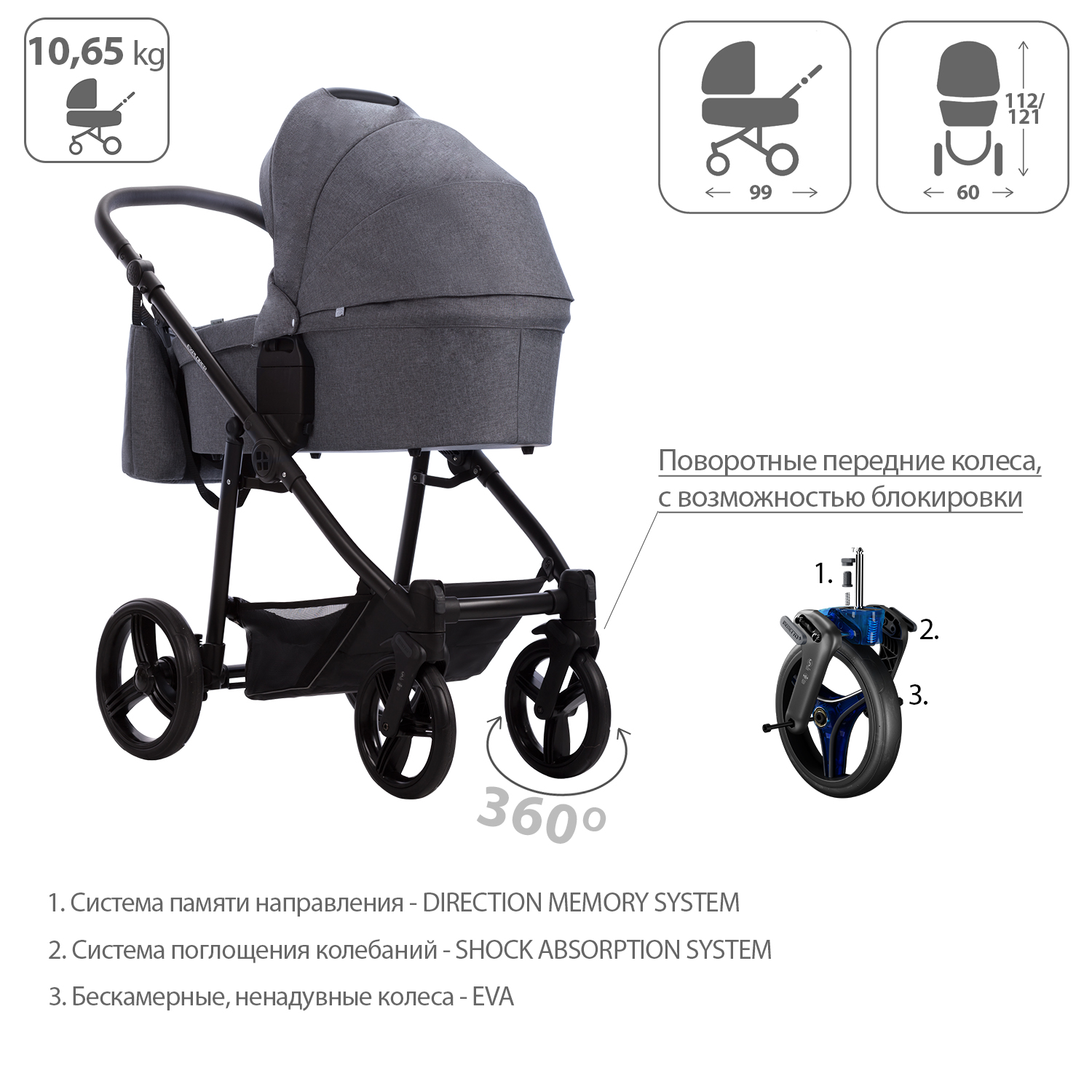 Коляска 2в1 Bebetto Explorer Air Lux - фото 4