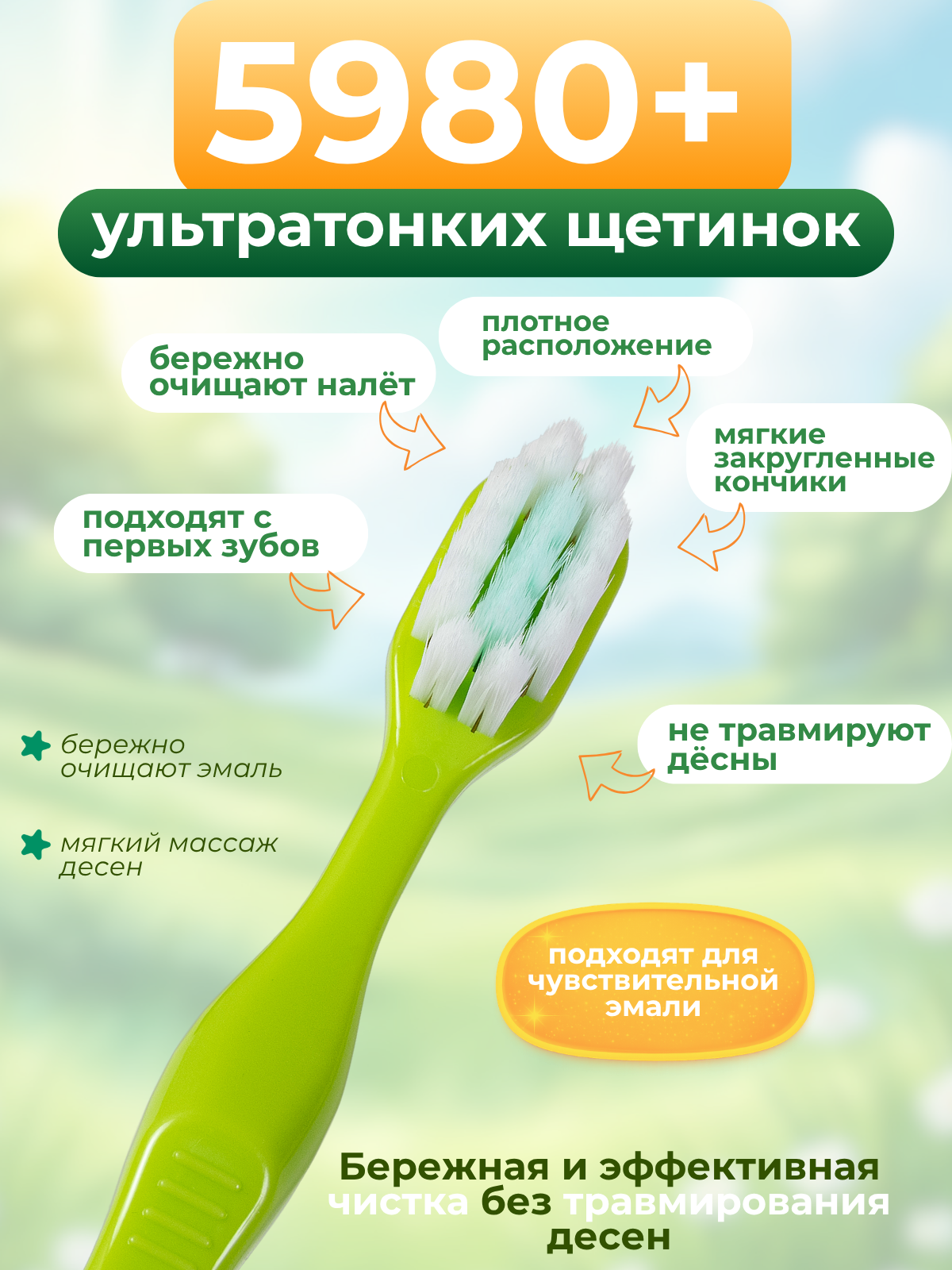 Зубная щетка классическая Чистый Зуб от 0 лет 1 шт. - фото 3