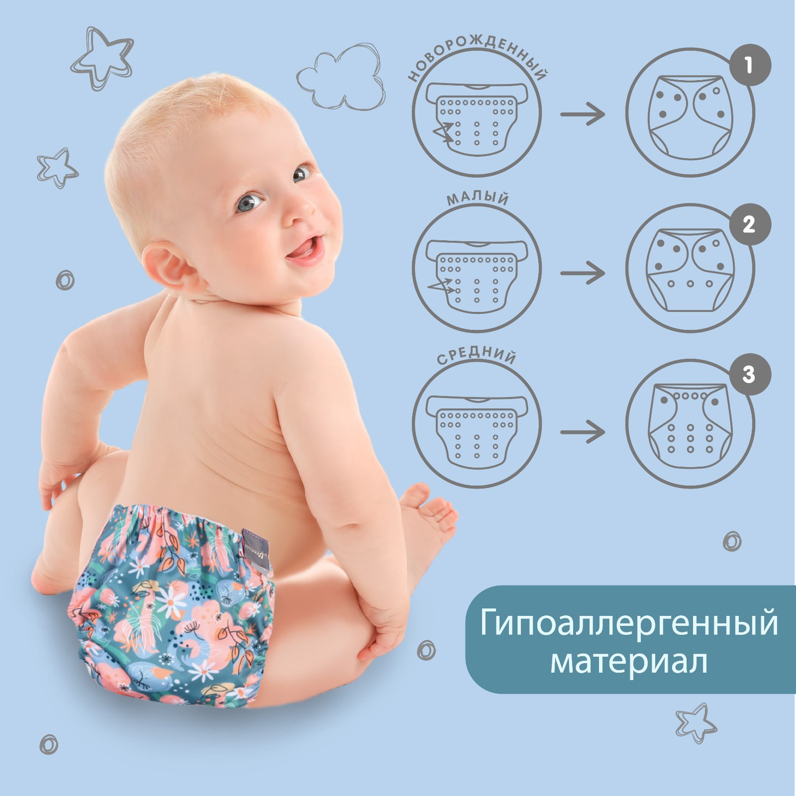 Многоразовые подгузники Крошка Я Onesize - фото 4