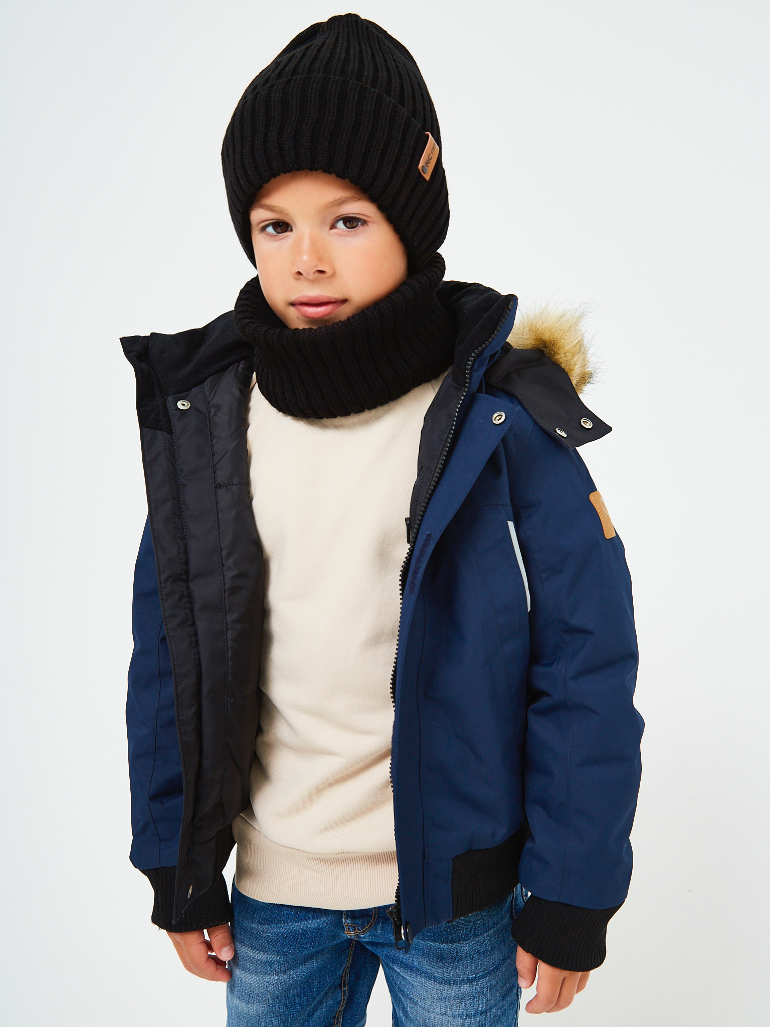 Шапка и снуд NYCkids NYC-H-104-GplainW-blackB - фото 14