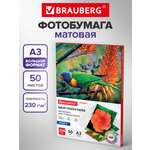 Фотобумага Brauberg матовая для печати фото большого формата 50 листов А3