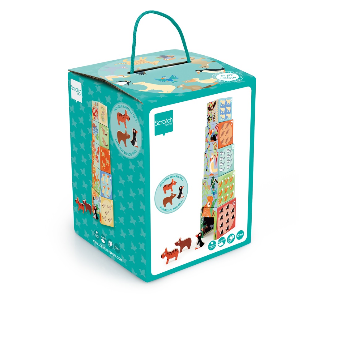 Игрушка Scratch кубики Башня Животные мира - фото 6