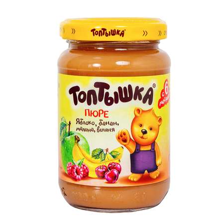 Пюре Топтышка Яблоко-банан-малина-вишня с 6 мес 190 г