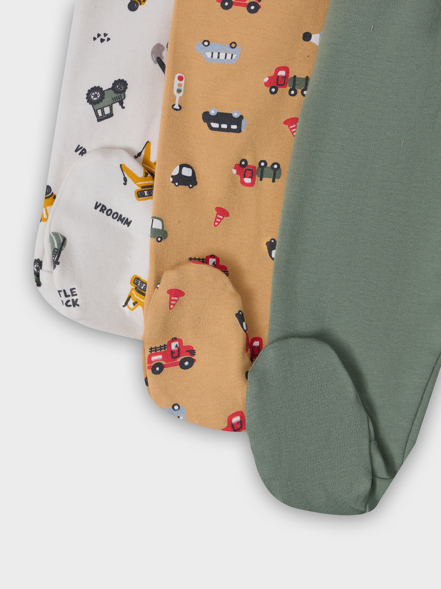 Ползунки 3 шт Mark Formelle (Марк Формэль) 85117-3/морской +машинки на бисквите +тркторы на белом песке - фото 2