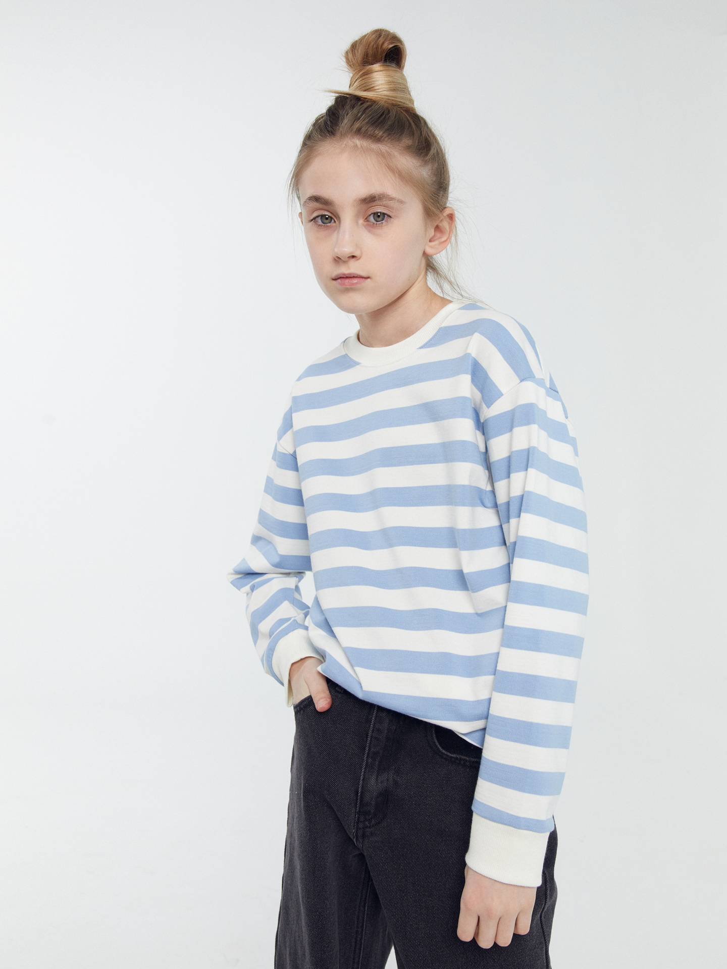 Лонгслив Mark Formelle (Марк Формэль) 127908/1/бело -голубая полоска - фото 2