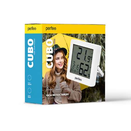 Часы-метеостанция Perfeo Cubo белый PF-S2110AS