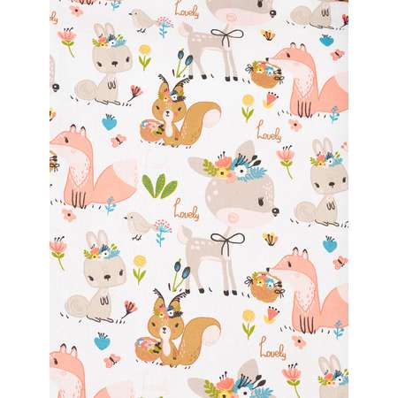 Простынь на резинке Lemony kids Animals Белый овальная поплин
