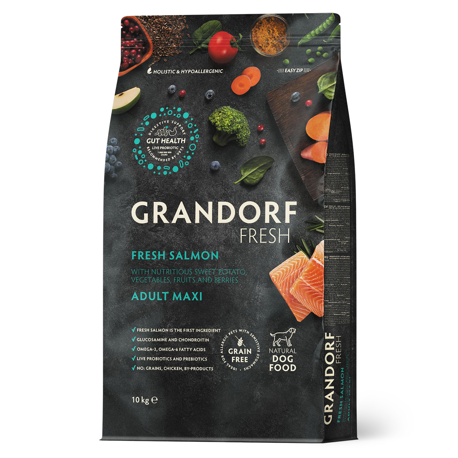 Корм для собак беззерновой GRANDORF FRESH Fresh Adult Maxi свежее филе лосося с бататом для собак крупных пород 10кг - фото 1