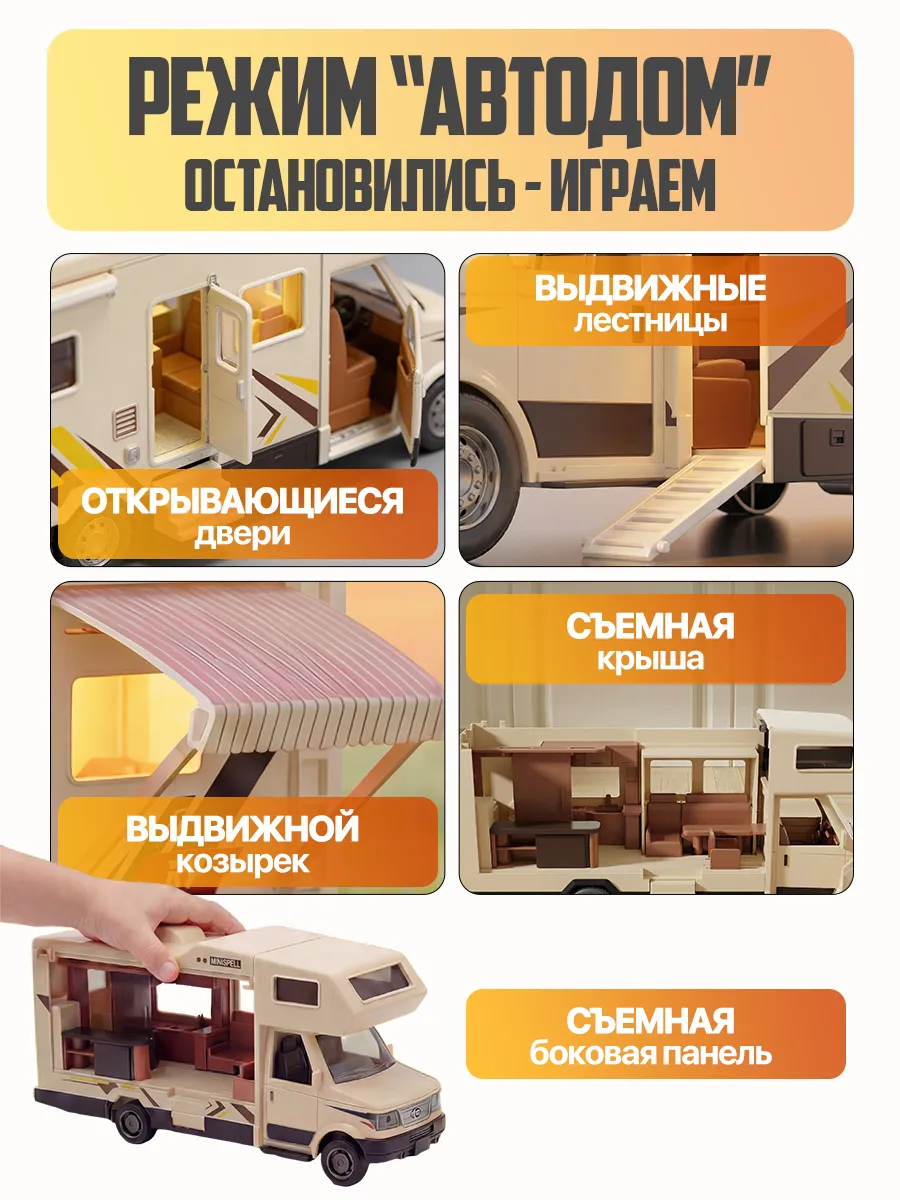 Автомобиль Libom Молочный 1:32 автодом_инерционный_BT0320 - фото 5