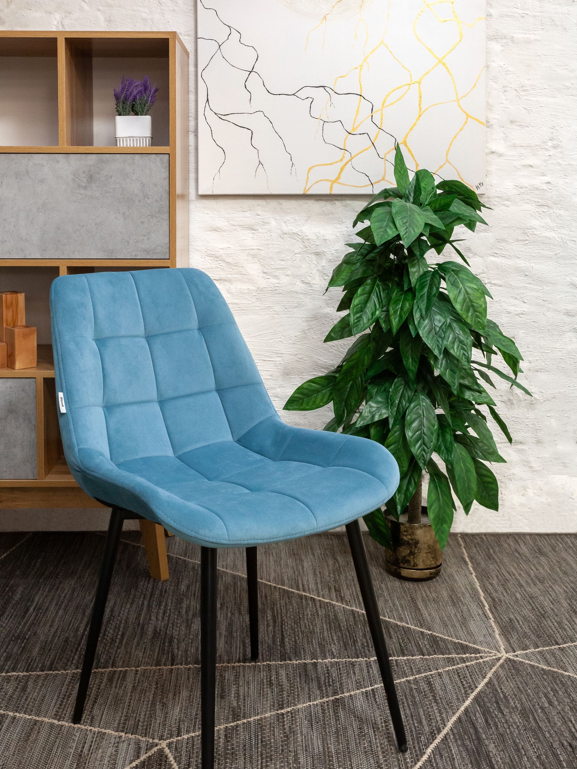 Комплект стульев Stool Group для кухни 4 шт Флекс велюр пыльно-голубой - фото 10