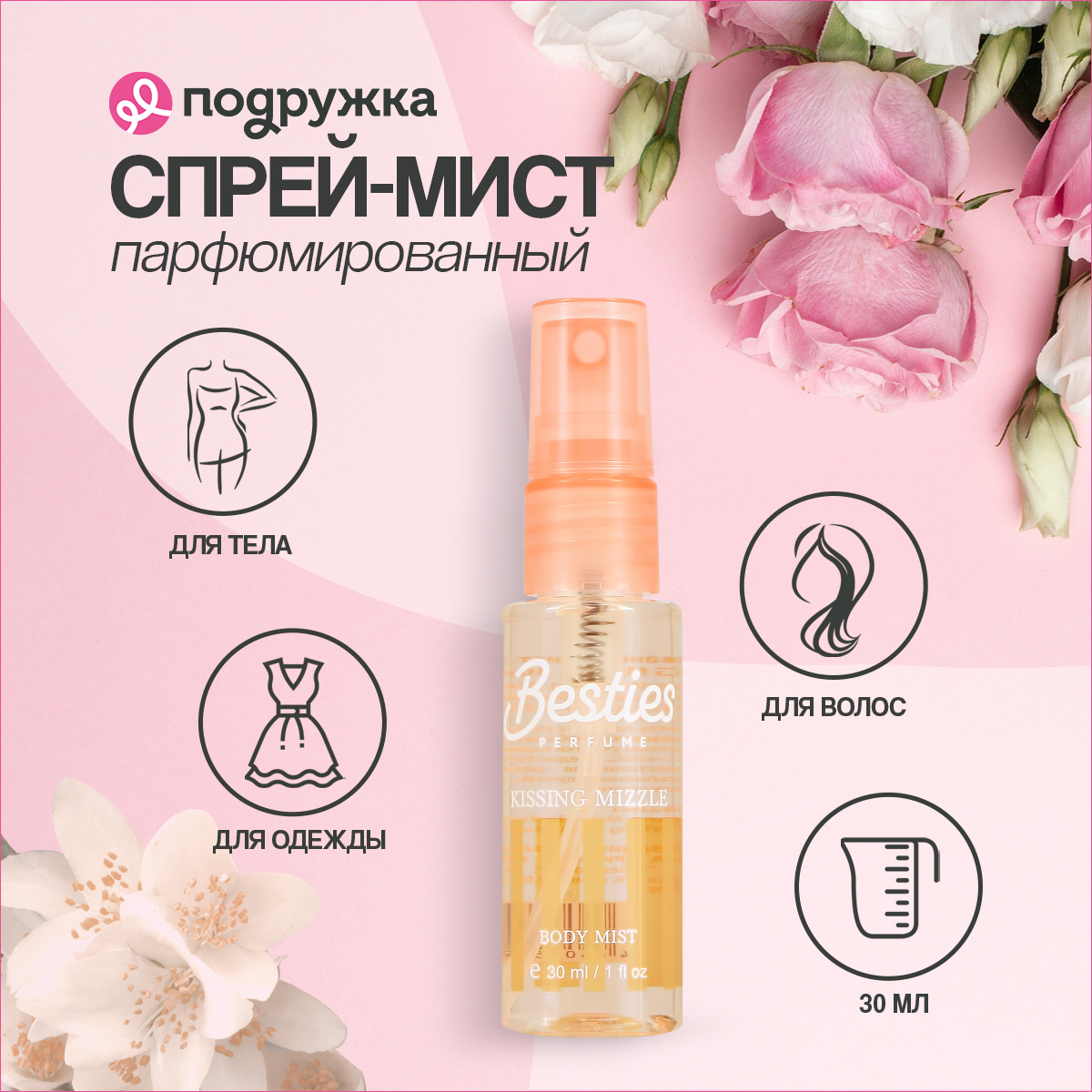 Мист парфюмированный BESTIES kissing mizzle 30 мл - фото 1