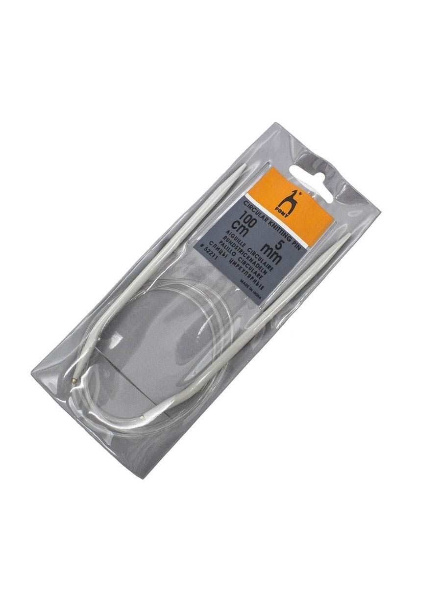 Спицы круговые Pony для вязания алюминиевые с пластиковым тросиком 5 мм 100 см 52211 - фото 4