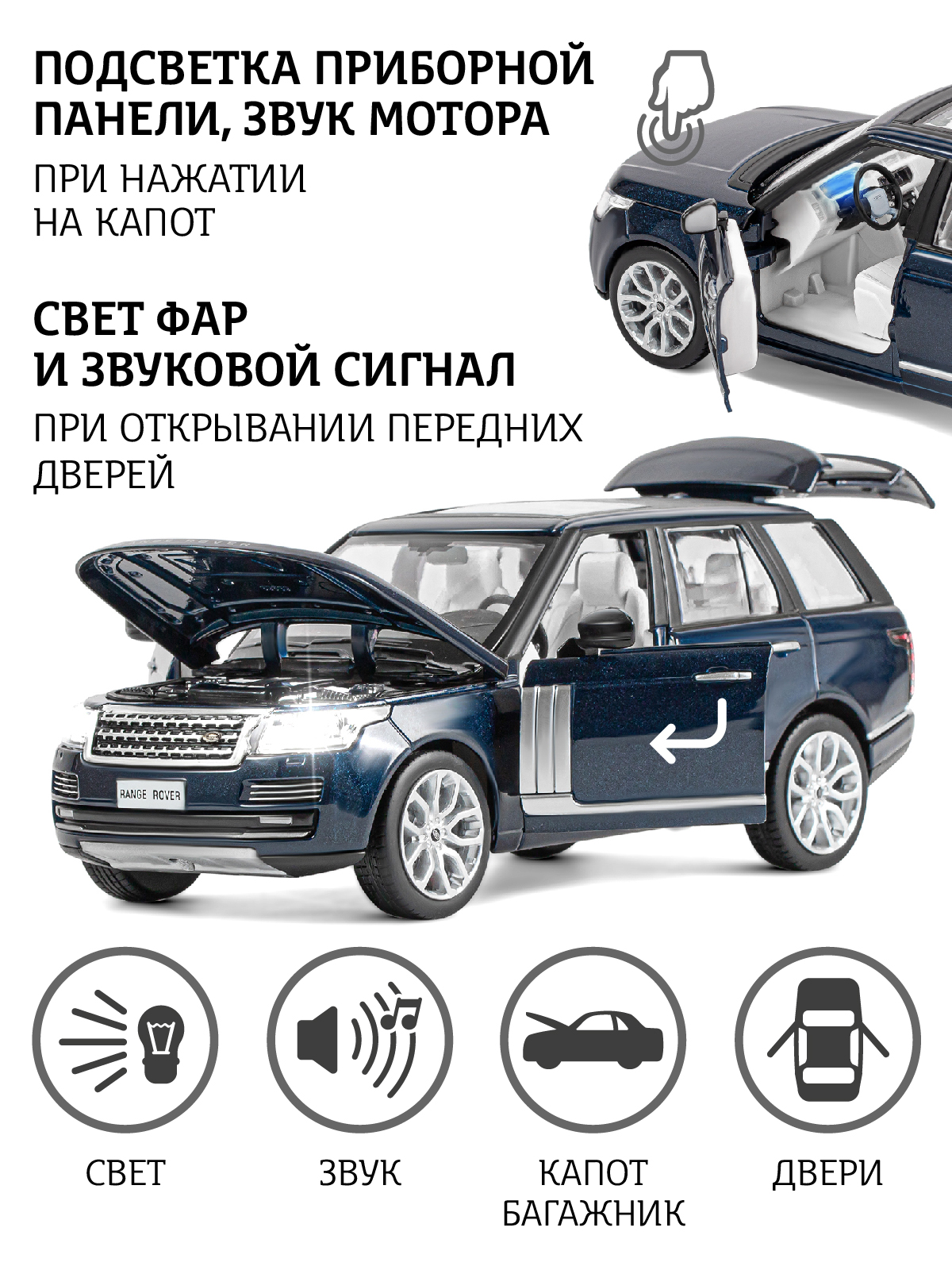 Внедорожник АВТОпанорама Land Rover Range Rover 1:26 JB1200126 - фото 2