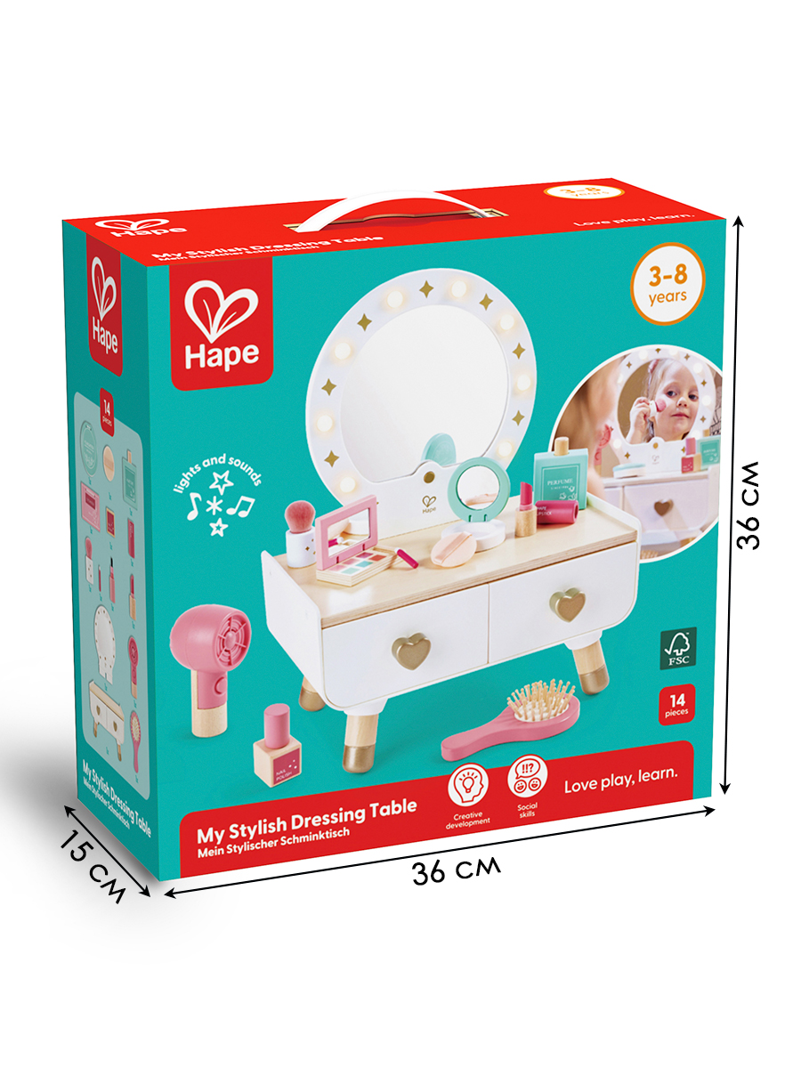 Игрушка Hape туалетный столик, фен, косметика - фото 15